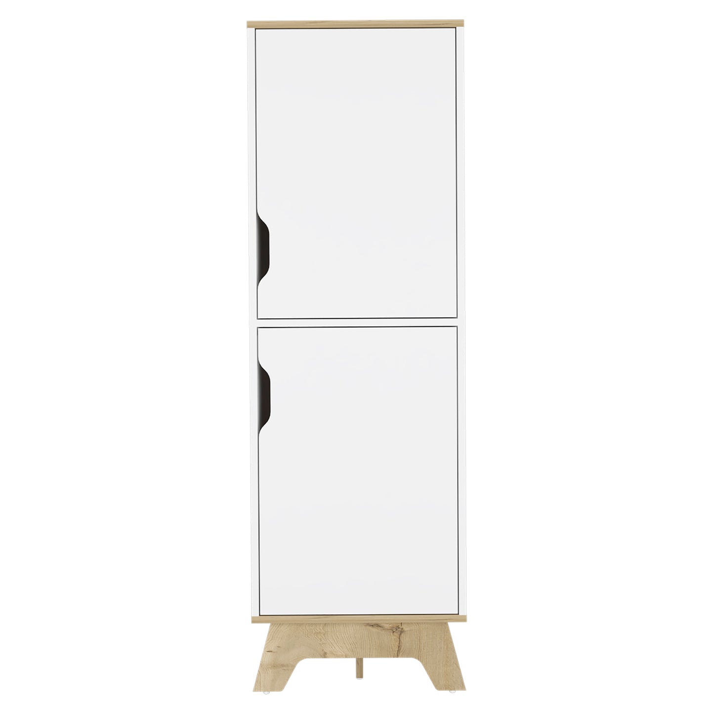 Alacena de Cocina BI,Color Blanco y Duna, con dos puertas batientes y variedad de entrepaños