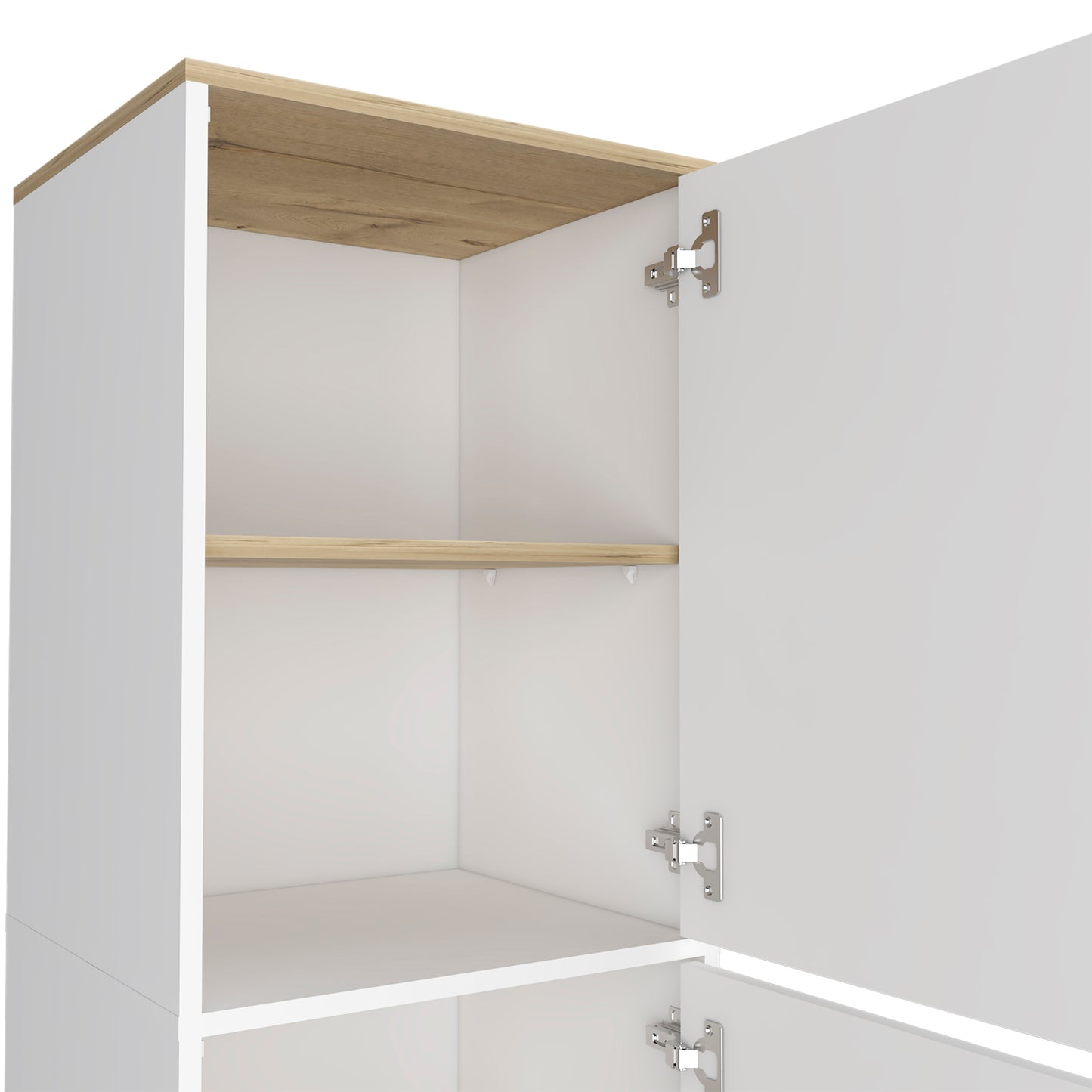 Alacena de Cocina BI,Color Blanco y Duna, con dos puertas batientes y variedad de entrepaños