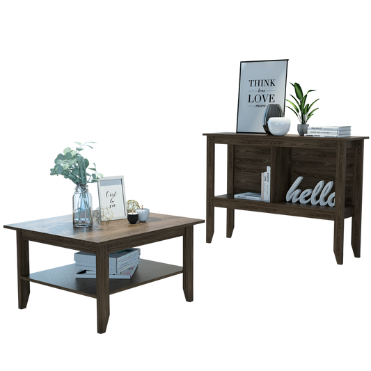 Mesa de Centro + Arrimo Essential Color Coñac Para Sala De Estar