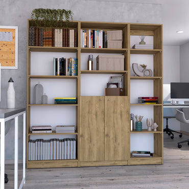 Combo Home, Estante Colección 10, Macadamia, con tres estantes