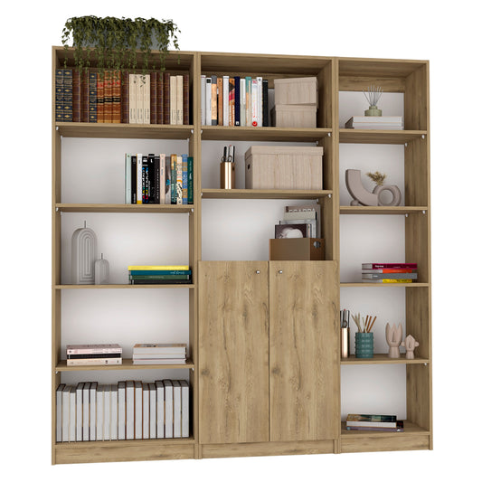 Combo Home, Estante Colección 10, Macadamia, con tres estantes