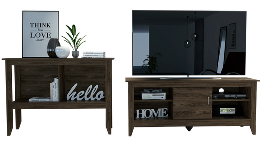 Rack + Arrimo Essential Color Coñac Para Sala De Estar