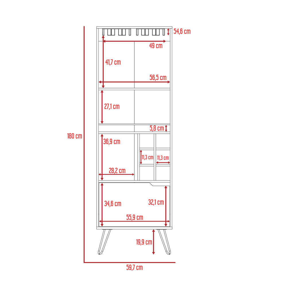 Buffet + Bar Alto Audra Color Duna y Wengue Para Sala De Estar