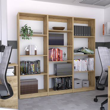 Combo Home, Estante Colección 11, Macadamia, con tres estantes