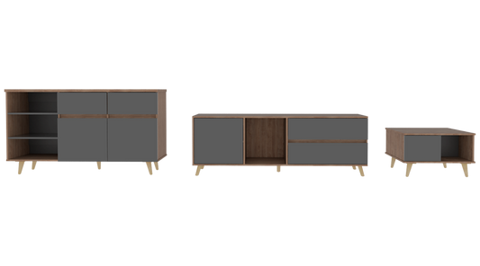 Combo Salem, Miel y Plomo, incluye rack TV, bife y mesa centro