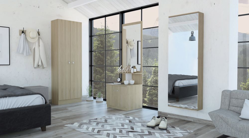 Combo Dreams, Rovere y Blanco, incluye clóset, zapatero y velador