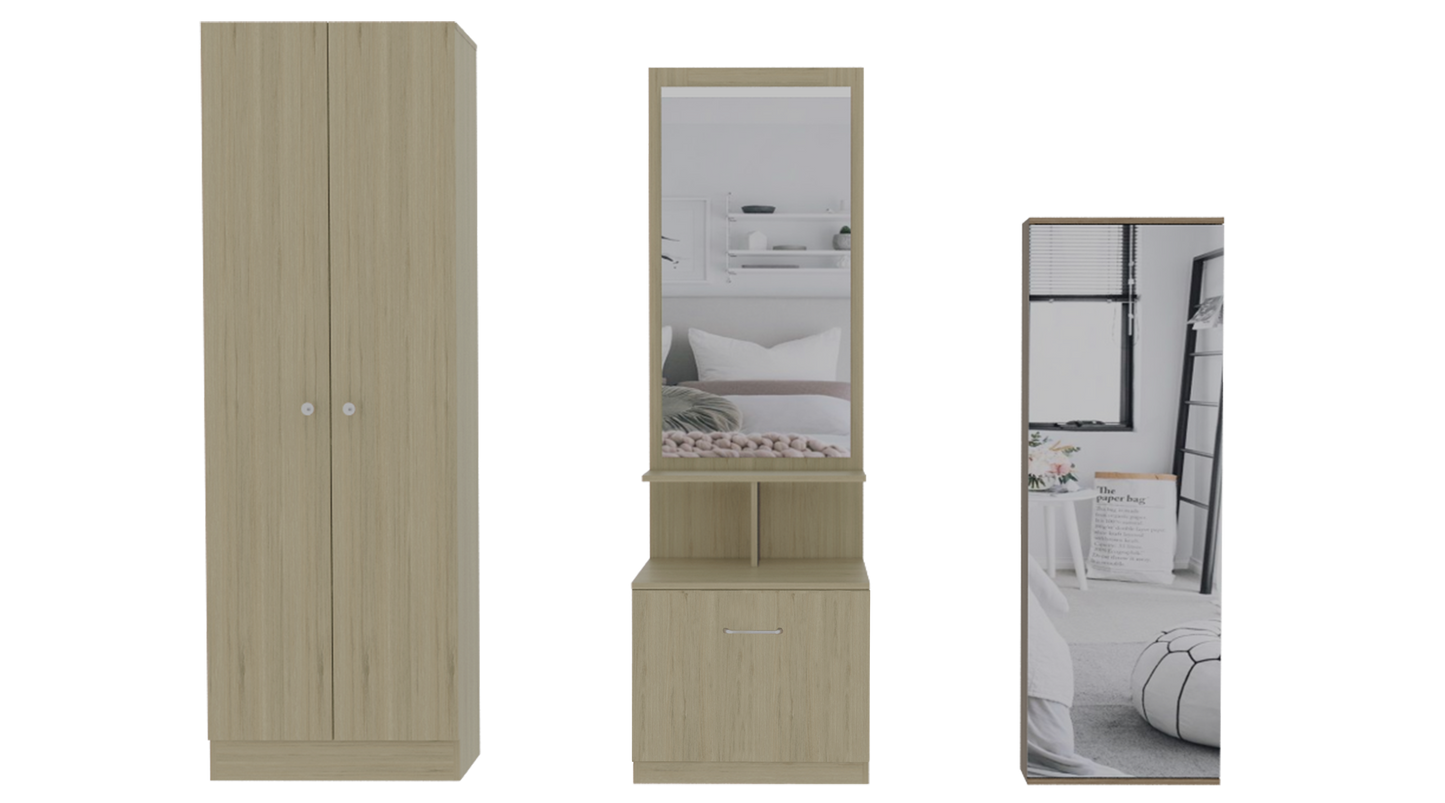 Combo Dreams, Rovere y Blanco, incluye clóset, zapatero y velador