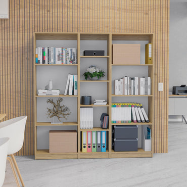 Combo Home, Estante Colección 12, MMacadamia, con tres estantes