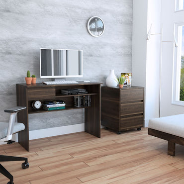 Escritorio W100 + Archivador Office Color Habano Para Sala De Estar