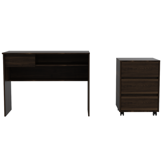 Escritorio W100 + Archivador Office Color Habano Para Sala De Estar