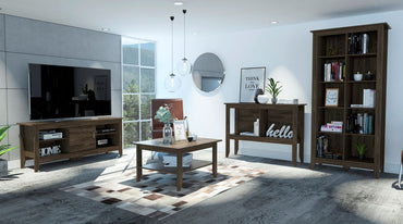 Combo Essential, Coñac, incluye rack TV, librero y arrimo