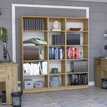 Combo Home, Estante Colección 14, Macadamia, con tres estantes