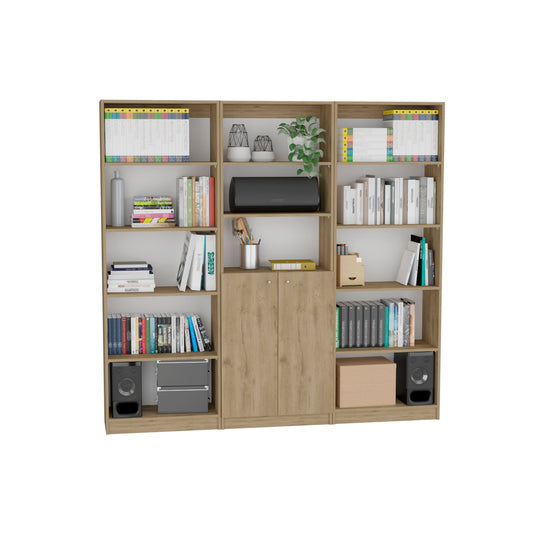 Combo Home, Estante Colección 15, Macadamia, con tres estantes