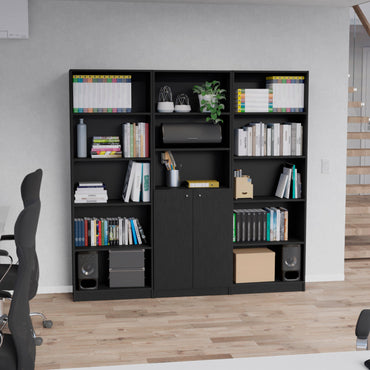 Combo Home, Estante Colección 15, Wengue, con tres estantes