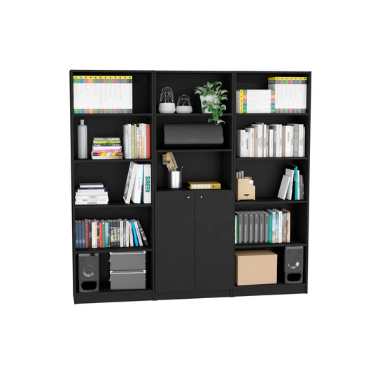 Combo Home, Estante Colección 15, Wengue, con tres estantes