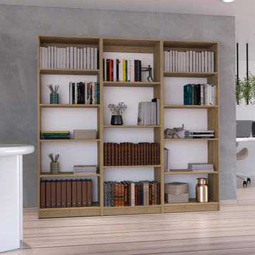 Combo Home, Estante Colección 16, Macadamia, con tres estantes