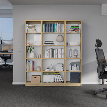 Combo Home, Estante Colección 18, Macadamia, con tres estantes