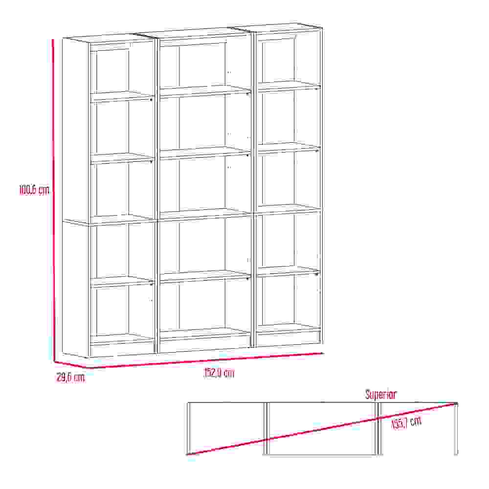 Combo Home, Estante Colección 18, Macadamia, con tres estantes