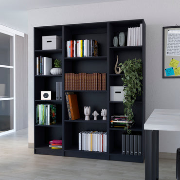 Combo Home, Estante Colección 19, Wengue, con tres estantes