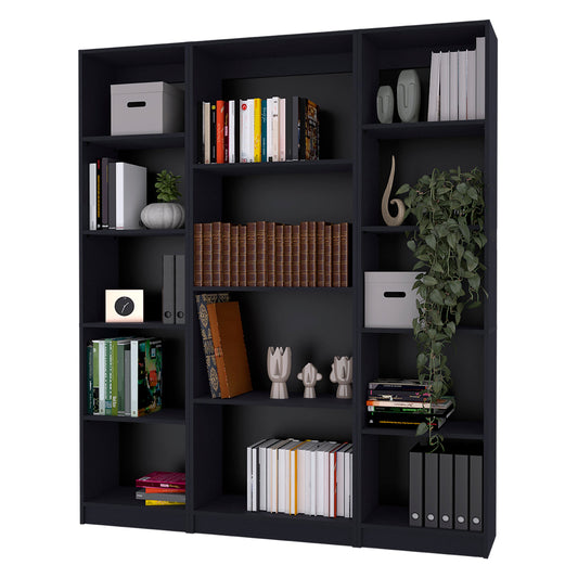 Combo Home, Estante Colección 19, Wengue, con tres estantes