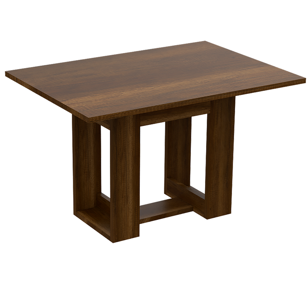Combo Volterra, Caramelo y Negro, incluye mesa comedor 120 y dos sillas sin brazo y dos sitials con brazo