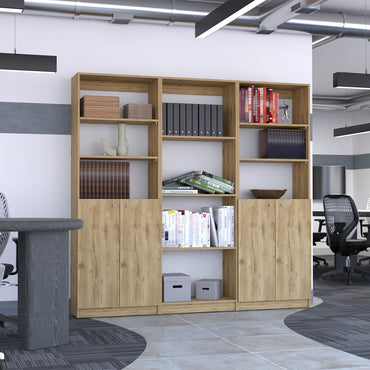 Combo Home, Estante Colección 20, Macadamia, con tres estantes