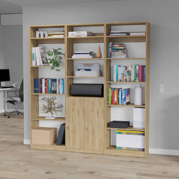Combo Home, Estante Colección 27, Macadamia, con tres estantes