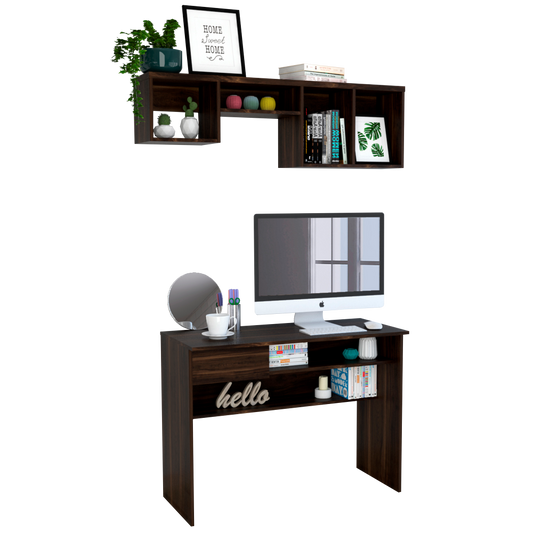 Escritorio + Repisa 1B Office Color Habano Para Sala De Estar