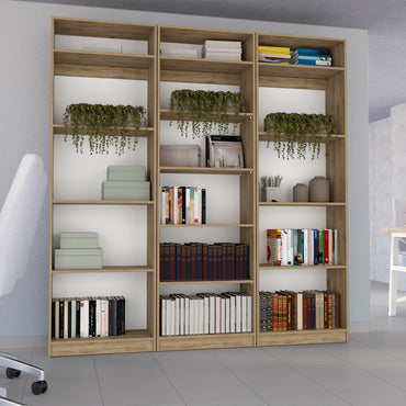 Combo Home, Estante Colección 28, Macadamia, con tres estantes