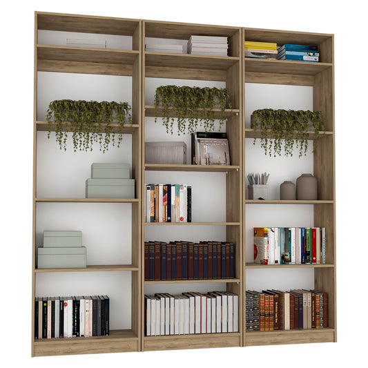 Combo Home, Estante Colección 28, Macadamia, con tres estantes