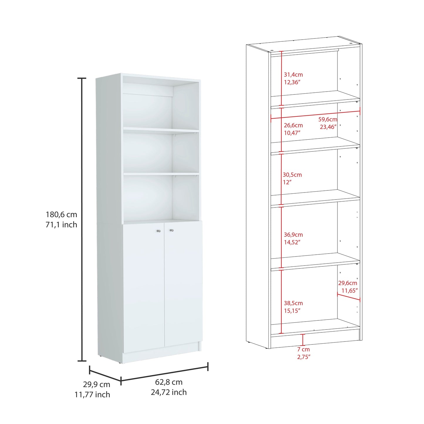 Combo Home, Estante Colección 29, Blanco, con tres estantes