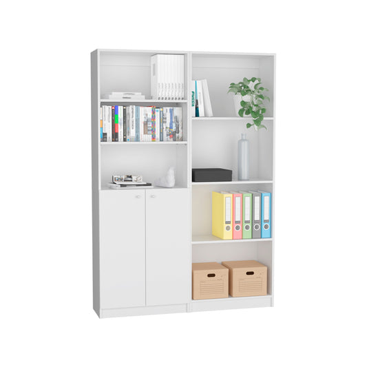 Combo Home, Estante Colección 3, Blanco, con un estante con puertas batientes