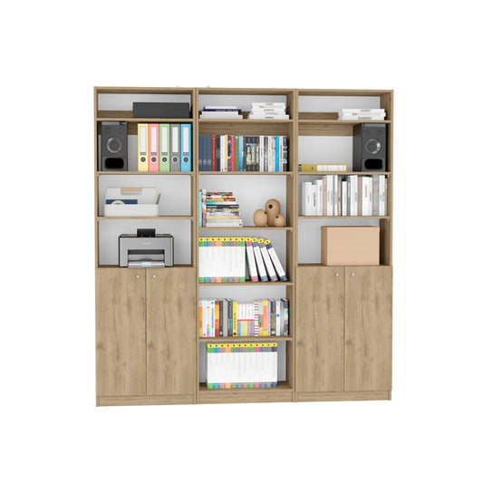Combo Home, Estante Colección 33, Macadamia, con tres estantes