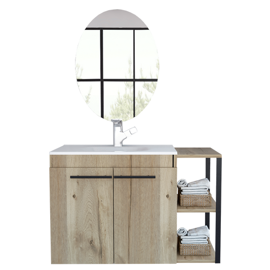 Combo Reflekta, Duna, incluye mueble de lavamanos flotante y espejo napoli