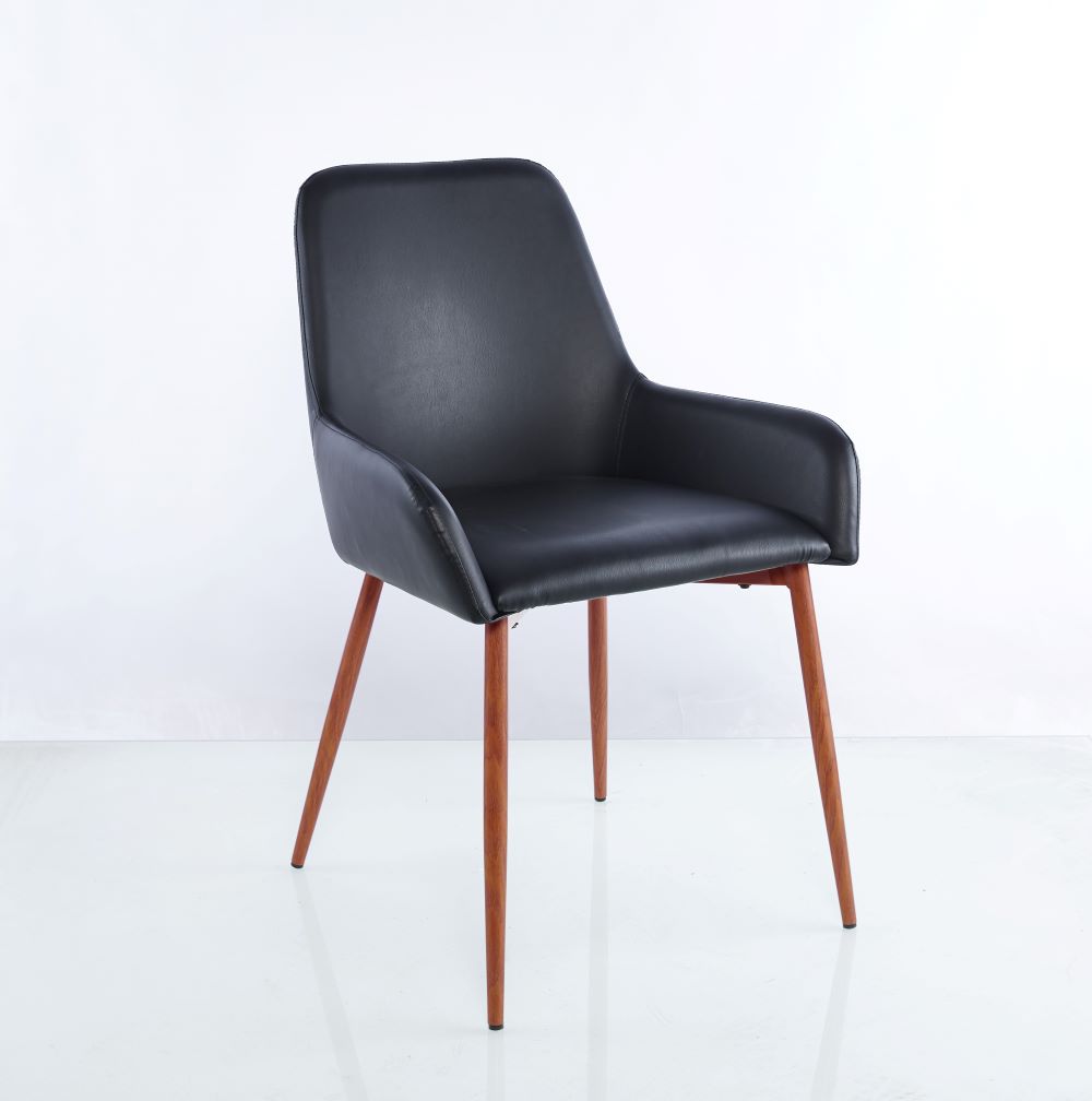 Combo Volterra, Caramelo y Negro, incluye mesa comedor 120 y dos sillas sin brazo y dos sitials con brazo