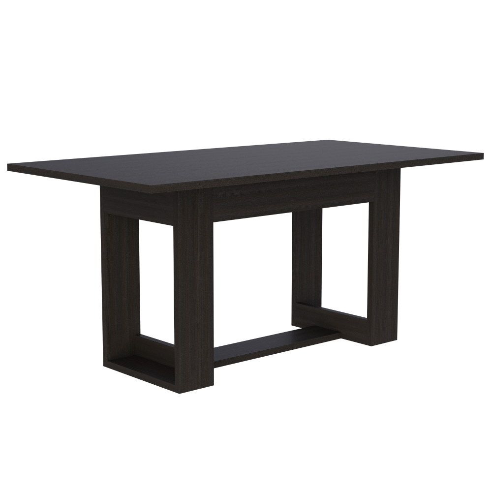 Combo Volterra, Wengue y Negro, incluye mesa comedor 160, cuatro sillas sin brazo y dos sitials con brazo