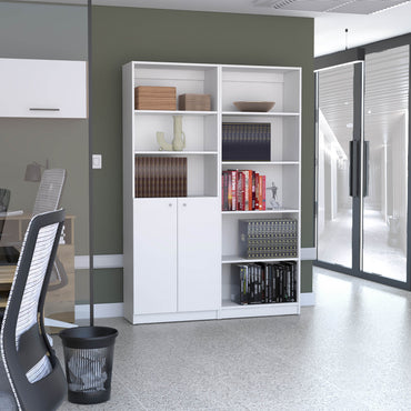 Combo Home, Estante Colección 5, Blanco, con un estante de dos puertas