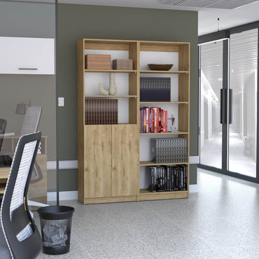Combo Home, Estante Colección 5, Macadamia, con un estante de dos puertas