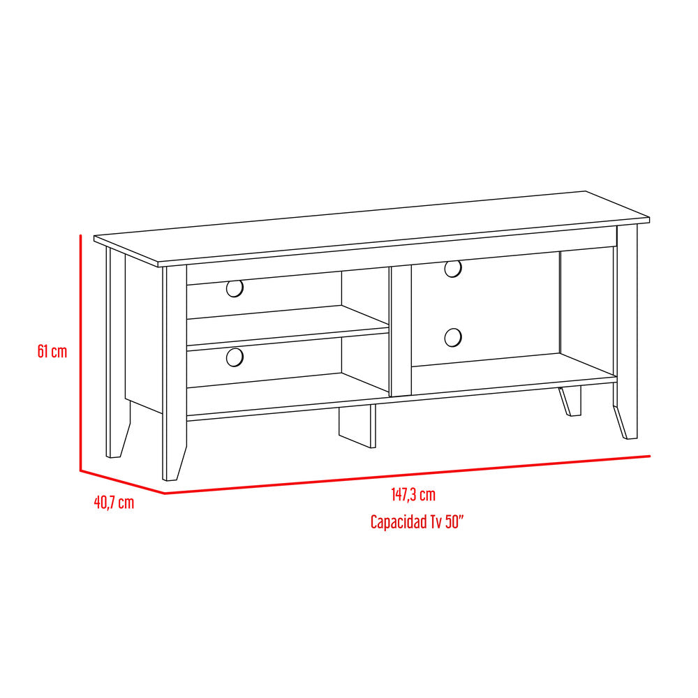 Rack + Librero Essential Color Rovere Para Sala De Estar