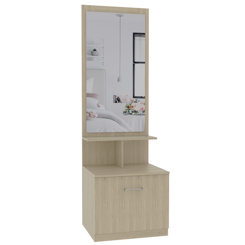 Combo Perla, Rovere y Blanco, incluye mueble de tocador, cómoda y velador con espejo