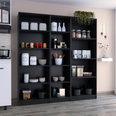 Combo Home, Estante Colección 7, Wengue, con tres estantes