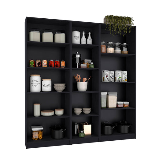 Combo Home, Estante Colección 7, Wengue, con tres estantes