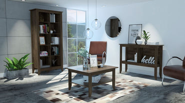 Combo Essential, Coñac, incluye librero, arrimo y mesa de centro