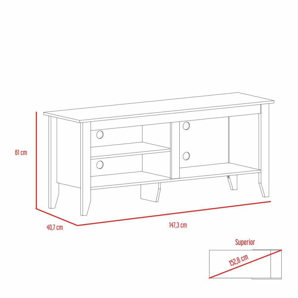Combo Essential, Rovere, incluye rack TV, librero y arrimo