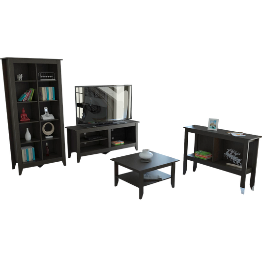 Combo Essential, Rovere, incluye rack TV, librero y arrimo