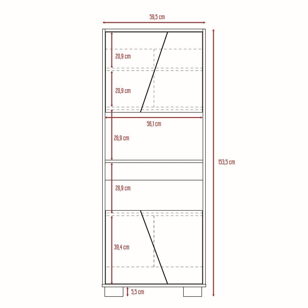 Biblioteca + Bar Fraktal Color Habano y Miel Para Sala De Estar
