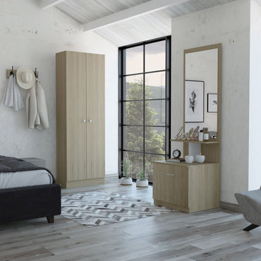 Combo Dreams, Rovere y Blanco, incluye clóset y velador multifuncional