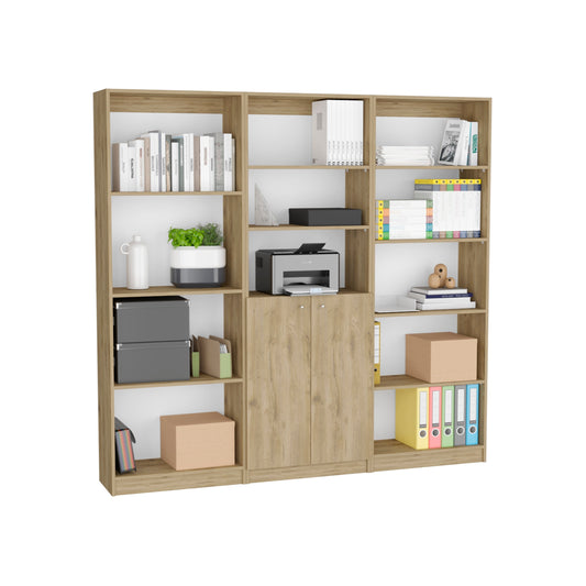 Combo Home, Estante Colección 9, Macadamia, con tres estantes