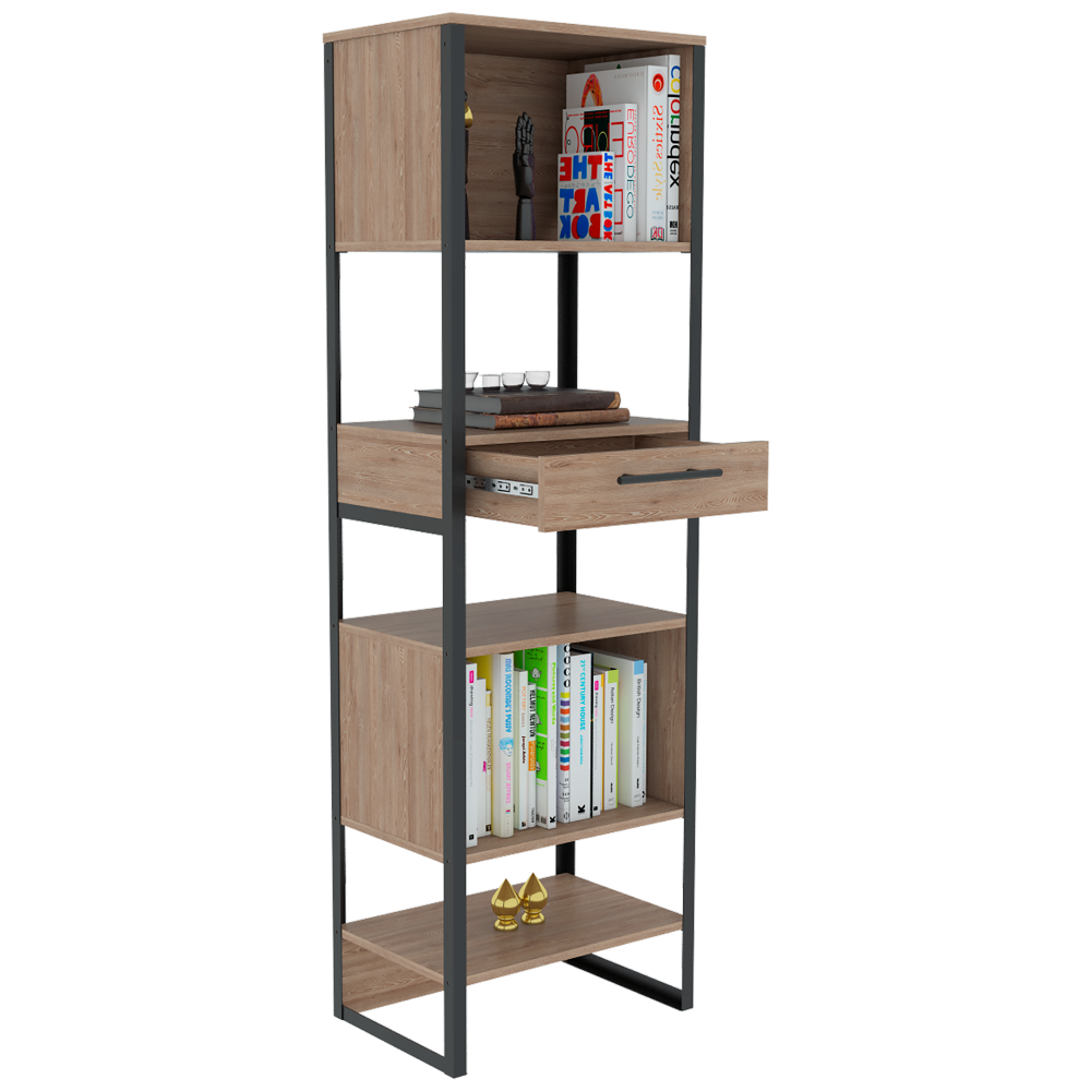 Combo Magnum, Miel, incluye rack TV, biblioteca y mesa centro