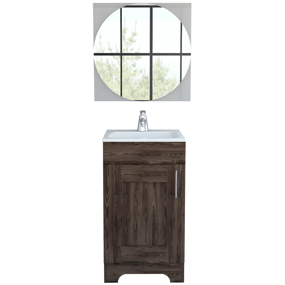 Combo Reflekta, Coñac, incluye mueble de lavamanos y espejo salermo